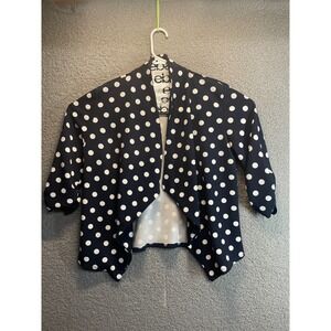 Moa Collection Women's 3/4 Sleeve Open Front Shrug Black and‎ White Dots   L